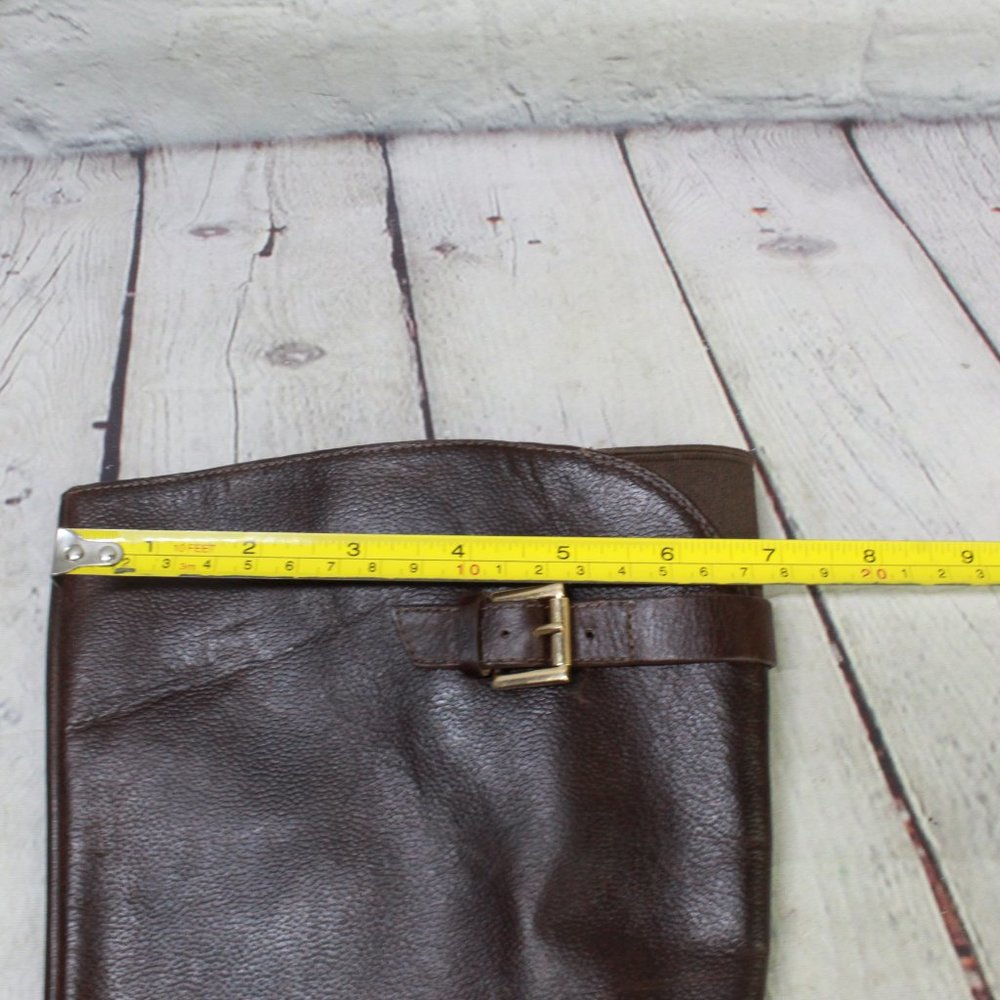 Cole Haan Brown Leather Side Zip Buckled Knee High Boots Size 9.5 B - Picture 7 of 12